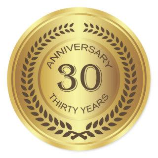 Golden 30th Anniversary with laurel wreath Sticker