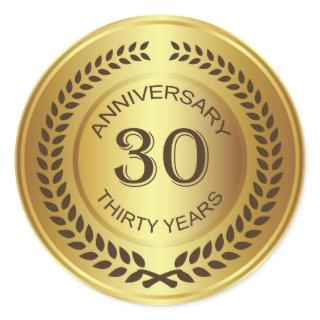 Golden 30th Anniversary with laurel wreath Sticker