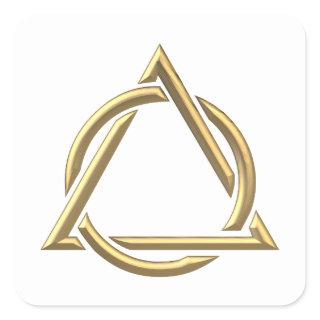 Golden "3-D" Holy Trinity Symbol Square Sticker