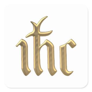 Golden "3-D" IHC Christogram Square Sticker