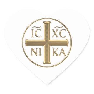 Golden "3-D" Jesus Christ: Conquers Heart Sticker