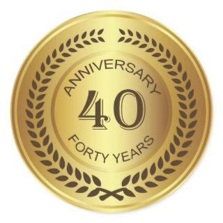 Golden 40th Anniversary with laurel wreath Sticker