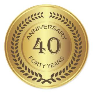 Golden 40th Anniversary with laurel wreath Sticker