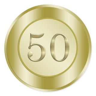 Golden 50th Anniversary Classic Round Sticker