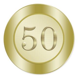 Golden 50th Anniversary Classic Round Sticker