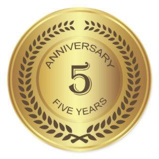 Golden 5th Anniversary with laurel wreath Sticker