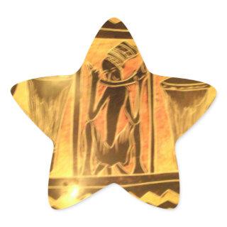 Golden African Ethnic Art Print Design Star Sticker
