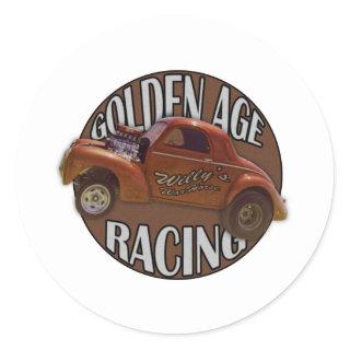 Golden Age Willys Gasser Drag Racing Patina Classic Round Sticker