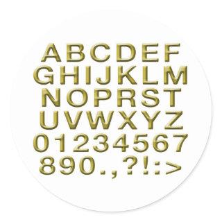 Golden Alphabet Classic Round Sticker