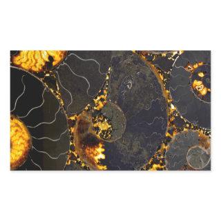 Golden Amber black Nautilus shell pattern, fossil  Rectangular Sticker