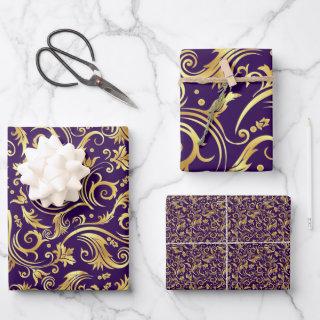 Golden and Royal Purple Scroll  Sheets