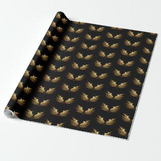 Golden Angel Wings on Black background