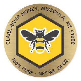 Golden Bee Honey Jar Round Sticker