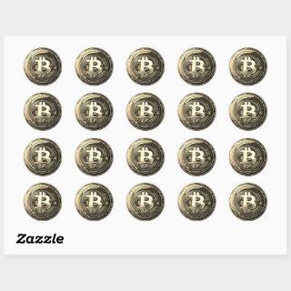 Golden Bitcoin Classic Round Sticker