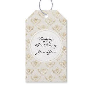 Golden Bumble Bee with Crown Pattern Gift Tags