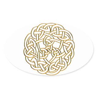 Golden Celtic Knot Oval Sticker