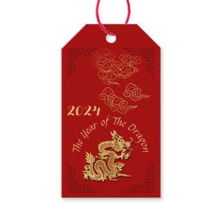 Golden Chinese Paper-cut Dragon Year 2024 persGT Gift Tags