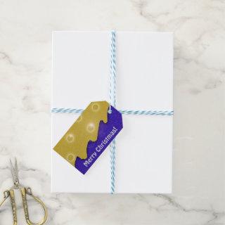 Golden Christmas Three on Blue with Greeting Gift Tags