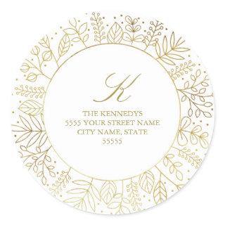Golden Circle Winter Foliage Return Address Sticke Classic Round Sticker