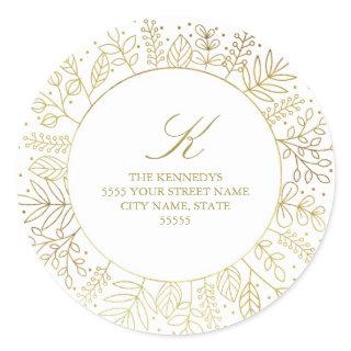 Golden Circle Winter Foliage Return Address Sticke Classic Round Sticker