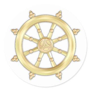 Golden Dharmacakra Classic Round Sticker
