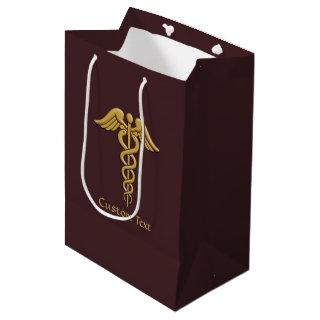 Golden Double Snake Caduceus Medium Gift Bag