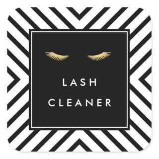 Golden Eyelashes with Mod Black and White Pattern Square Sticker