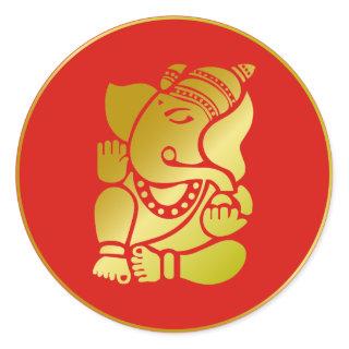 Golden Ganesha Classic Round Sticker