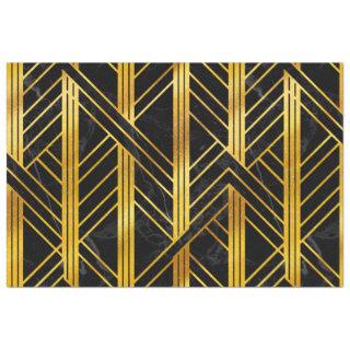 Golden Geometric Dimoned Art Deco on Black Marble  Tissue Paper