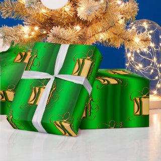 Golden Gifts on Metallic Green Christmas