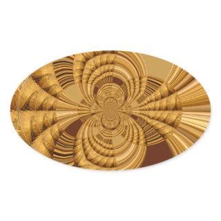 Golden Giraffe Art Print Oval Sticker