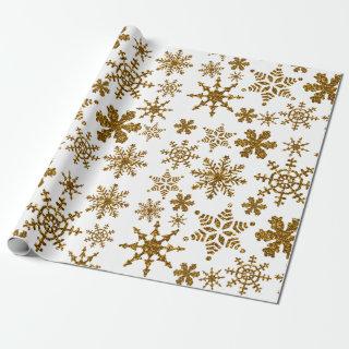 Golden Glitter Snowflakes Christmas Pattern