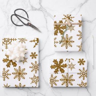 Golden Glitter Snowflakes Christmas Pattern  Sheets