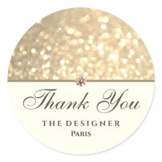 Golden Glitter Sparkle Stars Diamond Rhinestone Classic Round Sticker