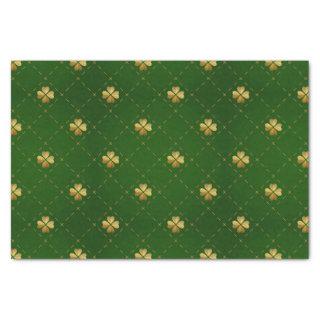 Golden Green Clover Pattern Tissue Paper