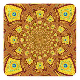 Golden Kaleidoscope Art Print Square Sticker