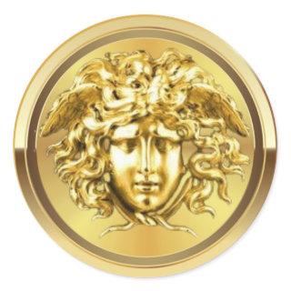 Golden Medusa  Classic Round Sticker
