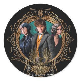 Golden Newt, Tina, and Leta Art Deco Portrait Classic Round Sticker