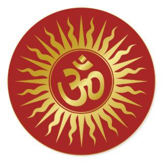 Golden Om Classic Round Sticker