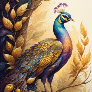 Golden peacock in a golden forest v3 tissue paper