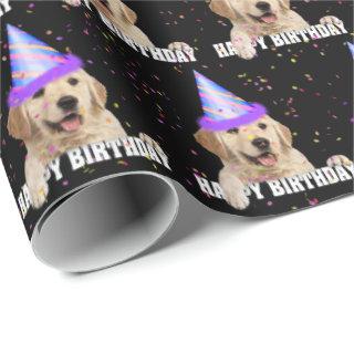 Golden Retriever and birthday confetti