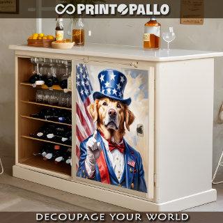 Golden Retriever as Uncle Sam with USA flag -  Tissue Paper