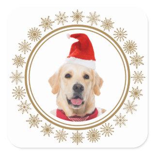 Golden Retriever Christmas Santa Hat Dog Lover Square Sticker