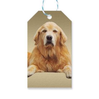 Golden retriever Dog Water Color Art Painting Gift Tags