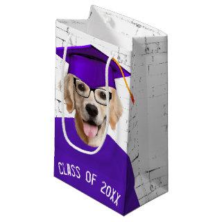Golden Retriever Graduate with Purple T-shirt Small Gift Bag