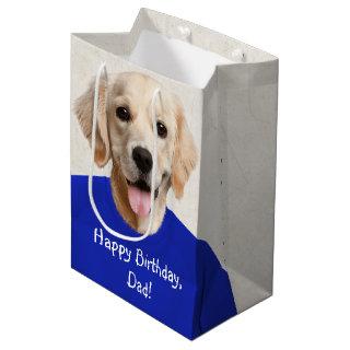 Golden Retriever in Blue T-shirt Medium Gift Bag