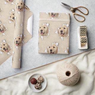 Golden Retriever In Paper Hole