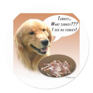 Golden Retriever Turkey Classic Round Sticker