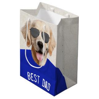 Golden Retriever with Sunglasses for Dad Medium Gift Bag