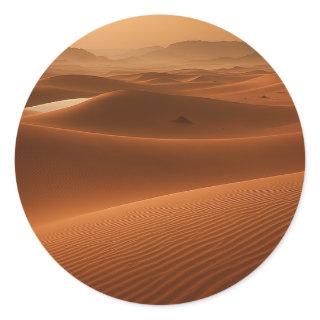 Golden Serenity — Desert Landscape at Sunset Classic Round Sticker
